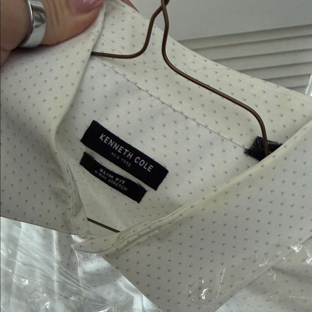 Kenneth Cole Men's Cream Polka Dot Dress Shirt